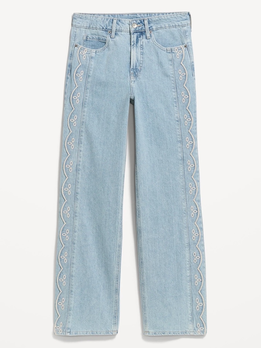 Old Navy NWT❗️Eyelet Embroidery on Side Light Wash Straight Jeans